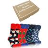 sesto senso 4 paia Calze Lunghe Divertenti in Cotone Calzini Pazzi Colorati Fantasia Donna Uomo Funny Socks Babbo Natale Albero di Natale Fiocchi di neve Pupazzo di neve 43-46 CHRISTMAS