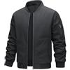 heekpek Giacca Uomo Impermeabile Giubbotto Primavera Estate Antivento Casual da Lavoro Giacca Leggera Uomo Bomber Cargo con Tasche con Cerniera,Grigio scuro,XL
