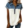 Generic Top da Donna in Denim di Cotone con Collo Polo a Lapel UK a Maniche Corte con Collo Golf a Bottoni Camicie Polo da Donna Casual Larghe, bianco, XL