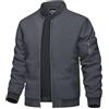 TACVASEN Uomo Giacca Bomber Leggera Jacket Sportiva con Collo da Baseball, Grigio scuro
