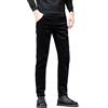 Generic Pantaloni da uomo in velluto a coste, pantaloni invernali slim in velluto a coste, elastico in vita con tasche, stile casual per l'inverno, uso quotidiano e ufficio, Nero , L