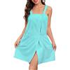 Lovasy Accappatoio da Bagno Donna Morbido Asciugamano Avvolgente Spa Accappatoio da Sauna con Bottoni Regolabili Leggero con Tasca,A-Blu Pavone,S/M