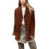 A&M Express Giacca blazer da donna in pelle scamosciata marrone - cappotto casual oversize con stile streetwear