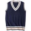 SAUTRV Spessore Scollo A V Pullover Maglione Maglione Senza Maniche Gilet Uomo E Donna Stile College Lana Lavorare A Maglia Uomo S Cappotto Lungo, Marina Militare, M