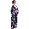 KAJNBN Kimono Giapponese da Donna in Simil Seta Nero Cintura, Kimono da Notte Leggero senza Prurito, Accappatoio Giapponese Multiuso per Viaggi e Feste