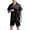 Heersan Pigiami Due Pezzi da Uomo Pigiama Raso con Bottoni Set Pigiama Top a Maniche Corte con Tasche e Pantaloncini Pigiama Uomo Corto Estivo Classic