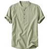 HIFI7 Camicia da Uomo Cotone Maniche Corte Camicie Manica Corta Casual Spiaggia Estiva Henley Shirt (IT, Testo, M, Regular, Regular, Verde)