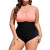 heekpek Costume da Bagno Donna Intero Taglie Forti Modellante con Scollo U Costume Intero Donna Contenitivo Pancia Costume Mare per Seno Grande, Rosa Nero, L