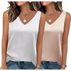 ZEAGOO Confezione da 2 canottiere da donna in raso, elegante, in seta, basic, scollo a V, canottiera estiva, taglie XS-XXL
