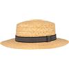 Hut Breiter Breiter Cappello Canotier Capello di Paglia Estivo da Sole - 100% Paglia con Nastro Grosgrain Nero - Cappello Gondoliere - Tesa Larga 6 cm - Beige, Blu a Righe XL 60-61
