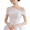 HPONEZJ Stola - Abito da sposa da donna, elegante, con strass, regolabile, per matrimoni estivi, bianco, Taglia unica