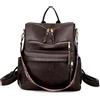 FANDARE Zaino da donna 3 in 1, borsa a mano per ragazze, in pelle PU, da donna, borsa a tracolla da viaggio, per università, viaggi, tempo libero, lavoro, scuola, ufficio, giorno, Marrone A, L