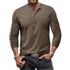 HZQIFEI Maglietta da Uomo Henley Manica Lunghe Casuale Henley Shirt Leggero Uomo T Shirt Manica Lunga Vintage CS04 (Cachi, M)
