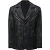YFFUSHI Blazer da Uomo Vintage in Pelle Giacca a 3 Bottoni Revers Tasche a Cerniera Classico Casual, Grigio, L