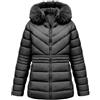 Geschallino Cappotti invernali da donna Taglie forti Piumino Imbottito Cappotto trapuntato con cappuccio G23-13PLUS Nero 2X