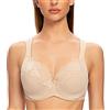 MELENECA Donna Reggiseno Pizzo Minimizer Taglie Forti Cinghie Imbottite Coppa Piena con Ferretto Beige Pallido 8C