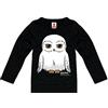 Logoshirt®️ Harry Potter I Gufo I Hedwig I Maglietta I T-Shirt Stampate I Cotone I Bambini I Ragazzo I Manica Lunga I Nero I Design Originale su Licenza I Taglia 9-1 Anni
