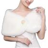 HPONEZJ Stola - Stola da donna in pelliccia sintetica da sera, con perle, elegante, per feste, da sera, da sposa, in stile bolero, bianco, Taglia unica