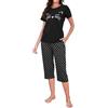 TeJoyce Pigiama Donna Cotone Estivo, Pigiami da Donna Corto Pigiami Due Pezzi da Donna Pigiama a Manica Corta Stampa Gatti e Pantaloni Lunghi 3/4 a Pois con Tasche Morbido Leggero da Casa