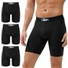 OEIOEI Boxer da uomo a gamba lunga, in bambù, con mosca, morbidi, anti sfregamento, confezione da 3, 3 nero, L