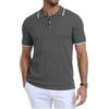 KUYIGO Polo da uomo per adulti, a maniche corte, traspirante, design traforato, morbida camicia casual con colletto a contrasto, per golf, lavoro, abbigliamento primaverile