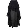 TOMETO Star Gonna Lunga da Donna, Stile Gotico, con Volant, Asimmetrica, Rinascimentale, Colore Nero, Nero, M