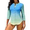 WOWENY Costume da Bagno Anti UV da Donna, con Protezione Rashguard, Maniche A 3/4 Cerniera A 1/4 Asciugatura Rapida, per Acqua, Surf, Spiaggia