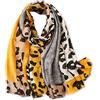 LumiSyne Sciarpa Da Donna Con Stampa Leopardata Moda Motivo Animalier Foulard In Cotone e Lino Con Nappa Lungo Grande Sciarpa Leggero Calda Scialle Stole