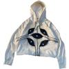 Silver Basic Felpa Uomo con Cappuccio Y2K Eye Print Grunge Vintage Giacca Halloween Hunny Maglione a Pullover Ricamato in Cotone Unisex M,White-1