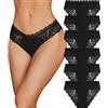 READY TO LOVE Set Mutande Donna Cotone Slip Pizzo Sexy Culotte Intimo Seducente Mutandine Vita Bassa Underwear Pacco da 6