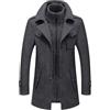 ANUFER Uomo Misto Lana Peacoat con Collo Interno Rimovibile Grigio 3XL