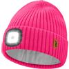 ATNKE LED Illuminato Berretto Cappello,USB Ricaricabile 4 LED Corsa Cappello Torcia Mani Libere Testa Lampada Invernale Calda Pile Foderato Lavorato Beanie Regali per Uomo e Donna/Rose Red