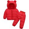 MSemis Tuta Sci Bambino Neonato Bambina Completo da Neve Invernale Giacca da Sci Manica Lunga Piumino con Cappuccio e Pantaloni Larghi Tuta da Neve Calda Snowsuit, 1-6 Anni Rosso 12-18 mesi