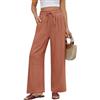 PASUDA Cotone e Lino Pantaloni Donna Estivi Eleganti Elastico Vita Alta Leggeri Comodi Larghi Casual con Tasche