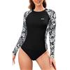 SHEKINI Costume da Bagno a Maniche Lunghe Rashguard da Donna Maglietta da Surf Top