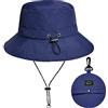 Malaxlx Bob - Cappello da pescatore, impermeabile, da donna, cappello da sole, cappelli da spiaggia, cappello da pioggia pieghevole, cappello estivo esterno anti UV, Blu marino - Impermeabile, Taglia