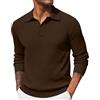 PODOLIXIA Polo da uomo a maniche lunghe, in cotone, con colletto polo, a maglia, da golf, elegante, a maniche lunghe, per ufficio, lavoro, lavoro, a maniche lunghe, caffè, L
