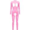 Aislor Body da Donna in Pelle Wetlook Overall Jumpsuit Hot per Sesso Leotard Catsuit Bodysuit Manica Lunga Lingerie Erotico Tuta Intera per Discoteca Clubwear A Rosa 4XL