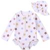 WKTRSM Costumi Interi per Ragazze Maniche Lunghe con Cerniera 0-3 Anni, Costume da Bagno Bambina, UV 50+ con Cappuccio, Elastico Morbido Stampato Fragola Fiore Fiocco