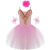Freebily Vestito da Balletto Bambina Leotard Tutu da Danza Classica Ballerina Abito da Principessa Senza Maniche con Strass Abito da Pattinaggio Artistico Vestito Ginnastica Rosa 9-10 Anni