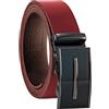 Fa.Volmer ® Cintura da uomo in vera pelle con cricchetto, fibbia automatica | larghezza: 35mm, misura vita: 125cm | accorciabile | colore: rosso bordeaux | modello: ATG 05-bur-Palermo