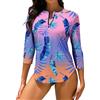WOWENY Costume da Bagno Anti UV da Donna, con Protezione Rashguard, Maniche A 3/4 Cerniera A 1/4 Asciugatura Rapida, per Acqua, Surf, Spiaggia
