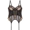YAMAMAY - Guepiere Donna Nero,Monocromo con Decoro Floreale, 64% Poliestere 32% Poliammide 4% Me