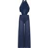 CHICTRY Tuta da Ballo Latino per Bambina Pantaloni a Gamba Larga a Vita Alta in Tulle Jumpsuit Elegante Body da Ginnastica Artistica Leotards Danza Classica Blu scuro A 7-8 anni