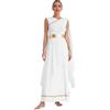 Mufeng Abiti da Festa della Greca Atena Donna Vestito Antica Romana Toga Vestito per Danza Contemporaneo Lirica Costume di Carnevale Halloween Natale Bianco S