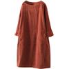 Generisch Donne Vintage Borse Corduroy solido Manica Lunga Casual Abito Casual Abito Con Motivo Floreale