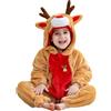 HAHASHOW Pigiama Natale Bambino da 0 a 36 Mesi,Tutina Natale Neonato | Con cappuccio, in flanella, cerniera scorrevole, lavabile in lavatrice, unisex, ideale per Natale, pigiama caldo
