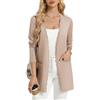 GRACE KARIN Cardigan da donna, lungo, estivo, a maniche lunghe, con scollo | Elegante cardigan aperto sul davanti con tasche, leggero e traspirante, perfetto per le giornate calde