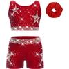 dPois Completo Sportivo da Danza Hip Hop Bambina Tuta da Ginnastica Artistica Ballo di Strada Crop Top Canotta Sportiva + Pantaloncini Sportivi Shorts + Fascia per Capelli