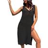 Generico Copricostume Donna Mare Sexy Uncinetto Leggero Copri Costume Crochet Caftano Traspirante Curvy Camicia Elegante Lunga Abiti Spiaggia Oversize Vestito Estiva Casual Pareo Prendisole